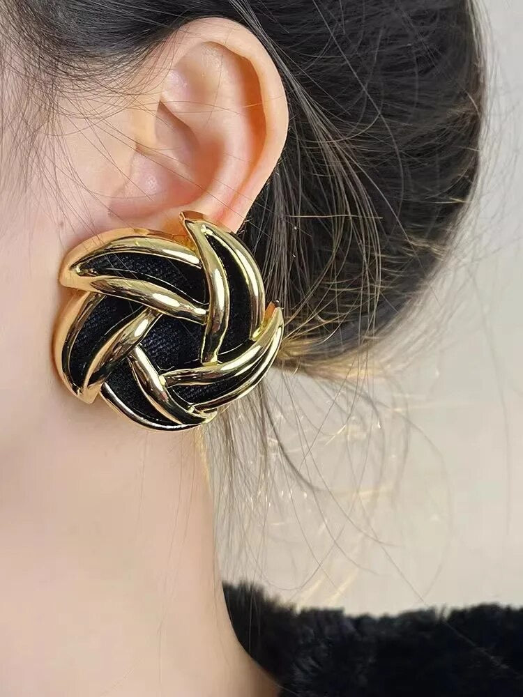 Spiral Black Velvet Earrings