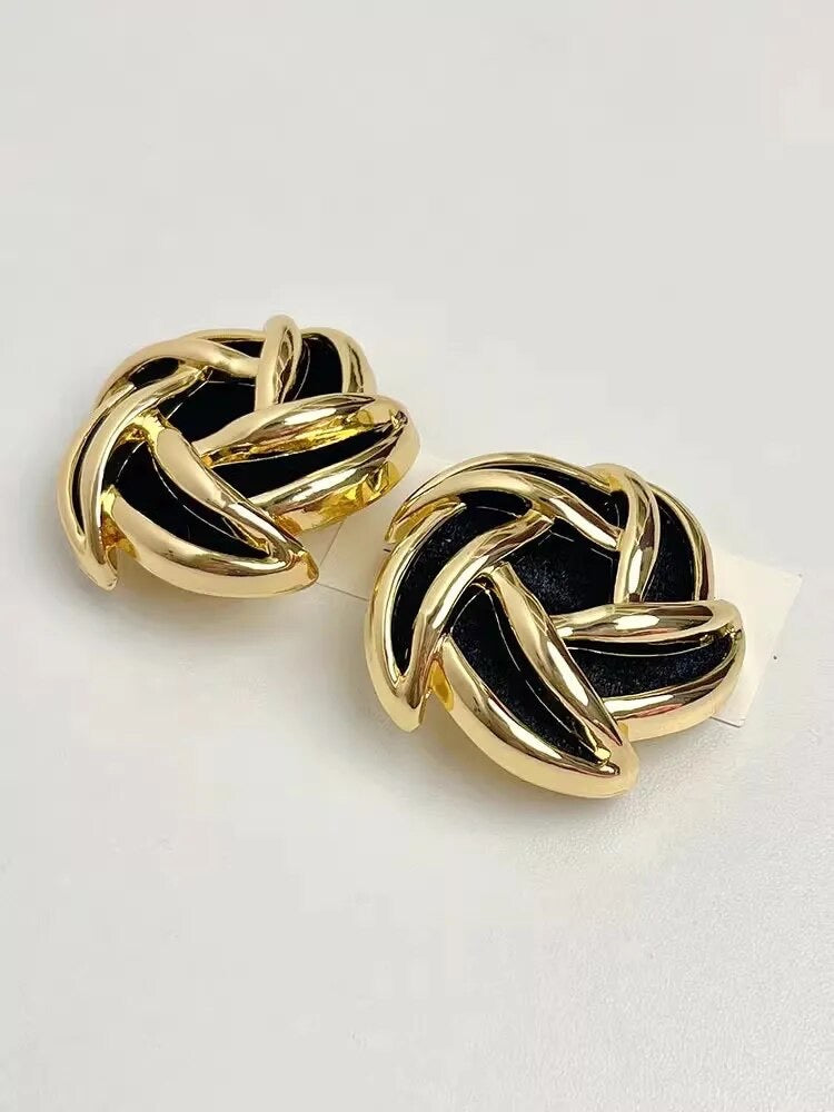 Spiral Black Velvet Earrings