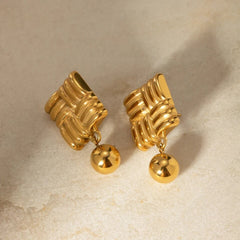 Vintage Knit Ball Earrings