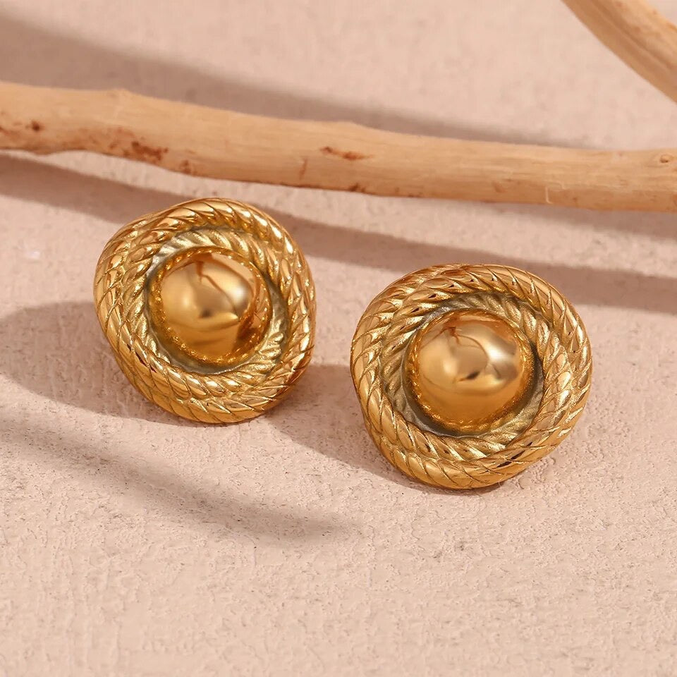 Round Twists Button Earrings