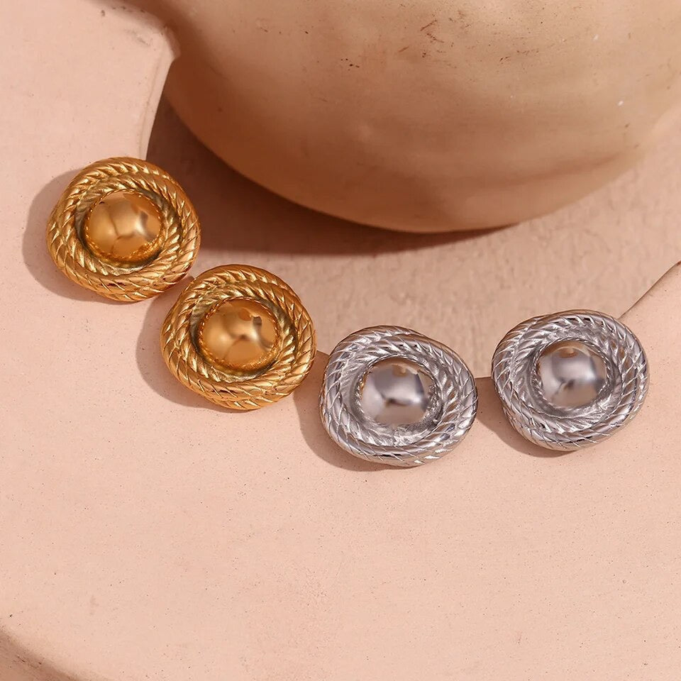 Round Twists Button Earrings