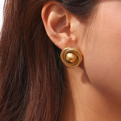 Round Twists Button Earrings