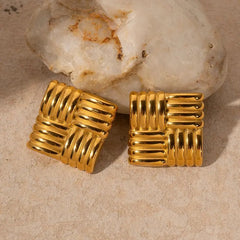Square Ribbed Earrings