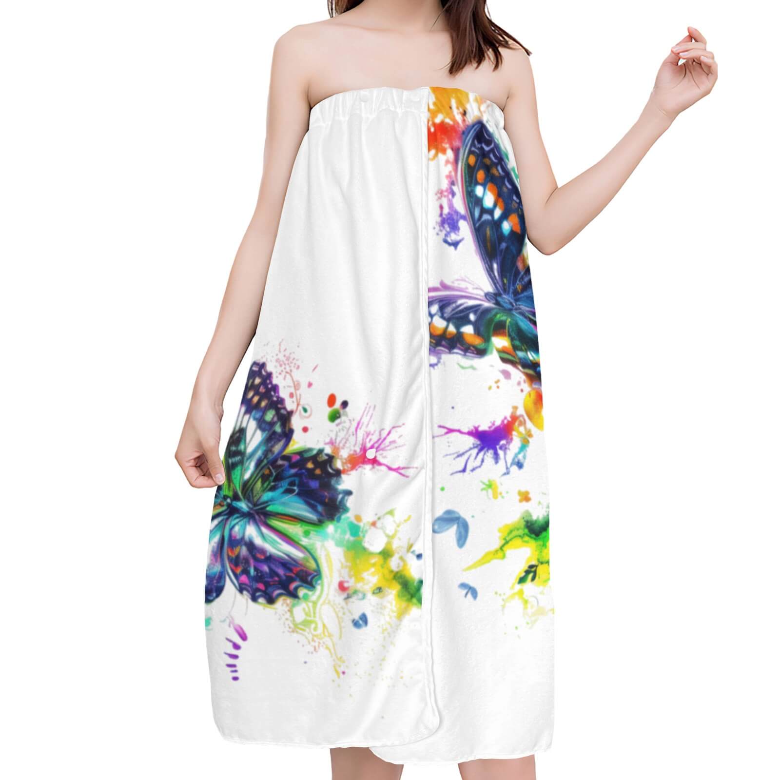 OHITFITS butterfly splash ink beach bathrobe