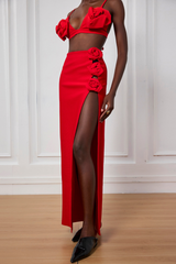 Jazmine Cutout Split Flower Maxi Skirt