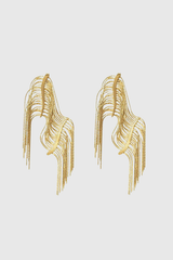 Kaitlyn Fringe Feather Earring In Golden