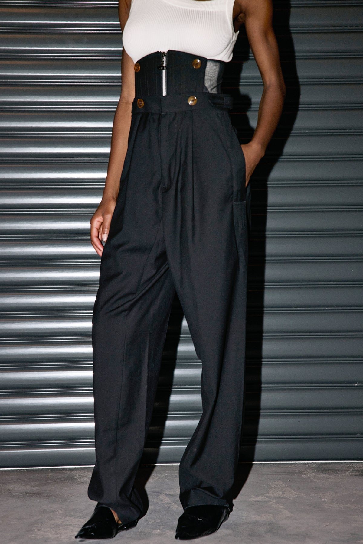 Kiara Fishbone Button Pants