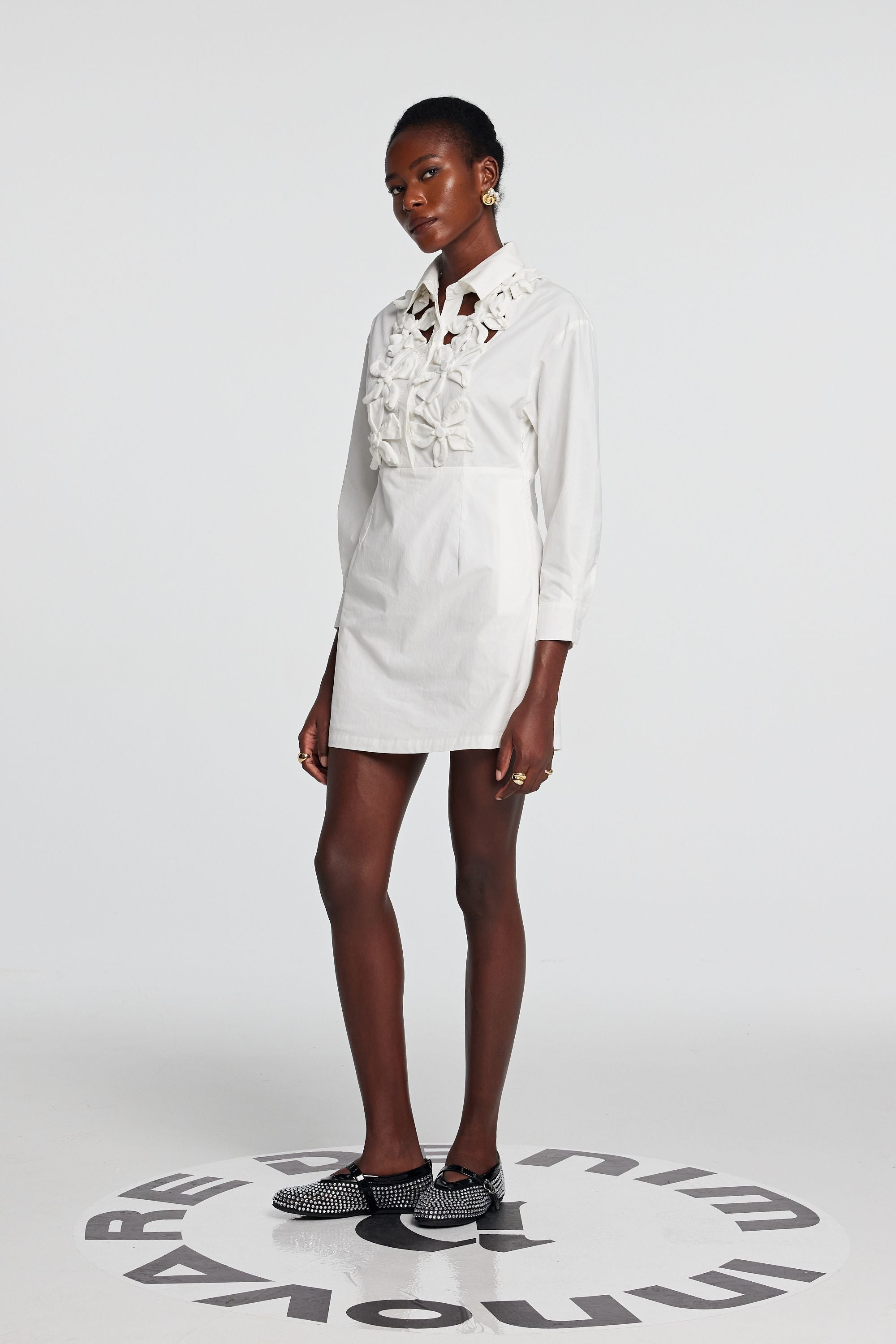 Kira Hollow Flower Long Sleeves Mini Dress