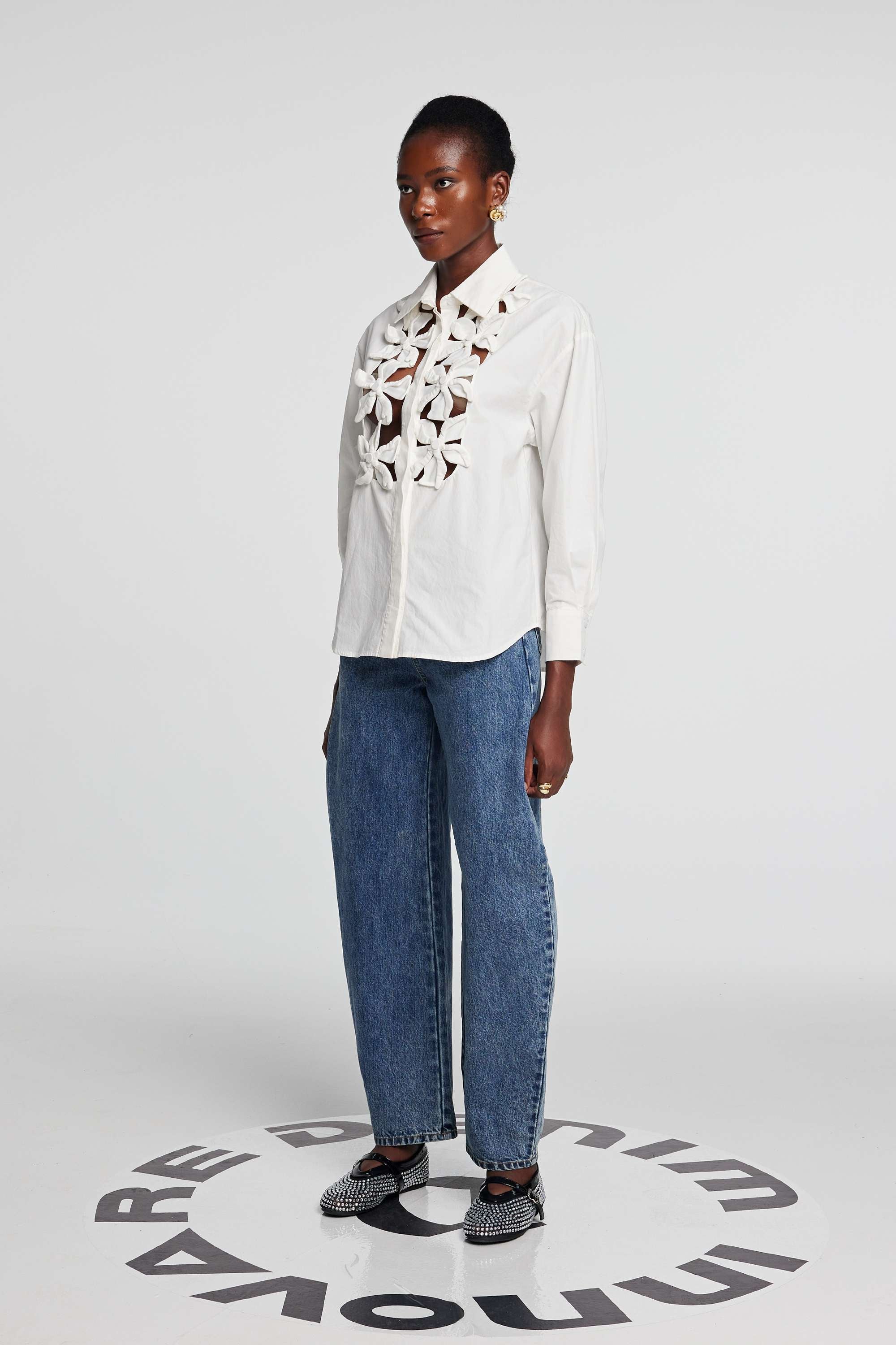 Kira Hollow Flower Long Sleeves Top