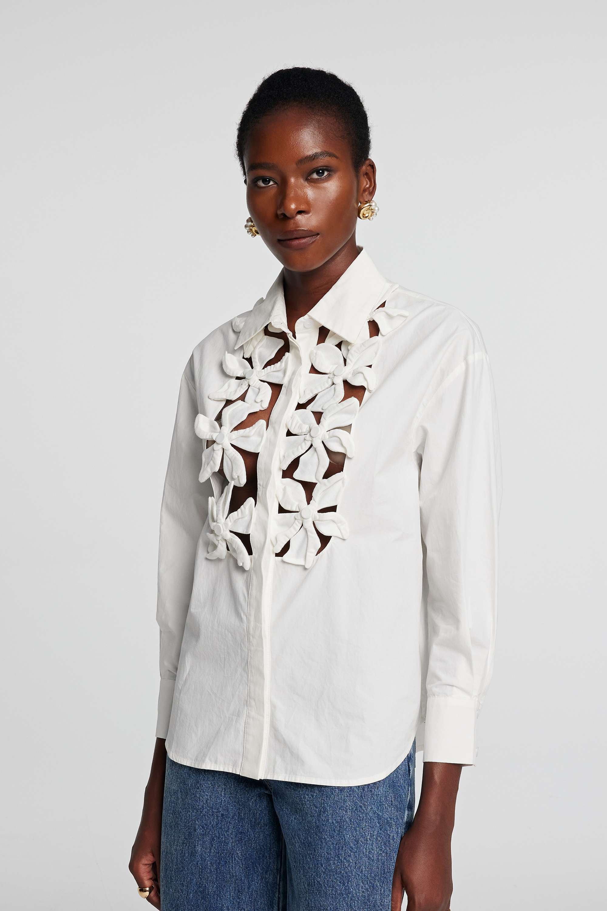 Kira Hollow Flower Long Sleeves Top