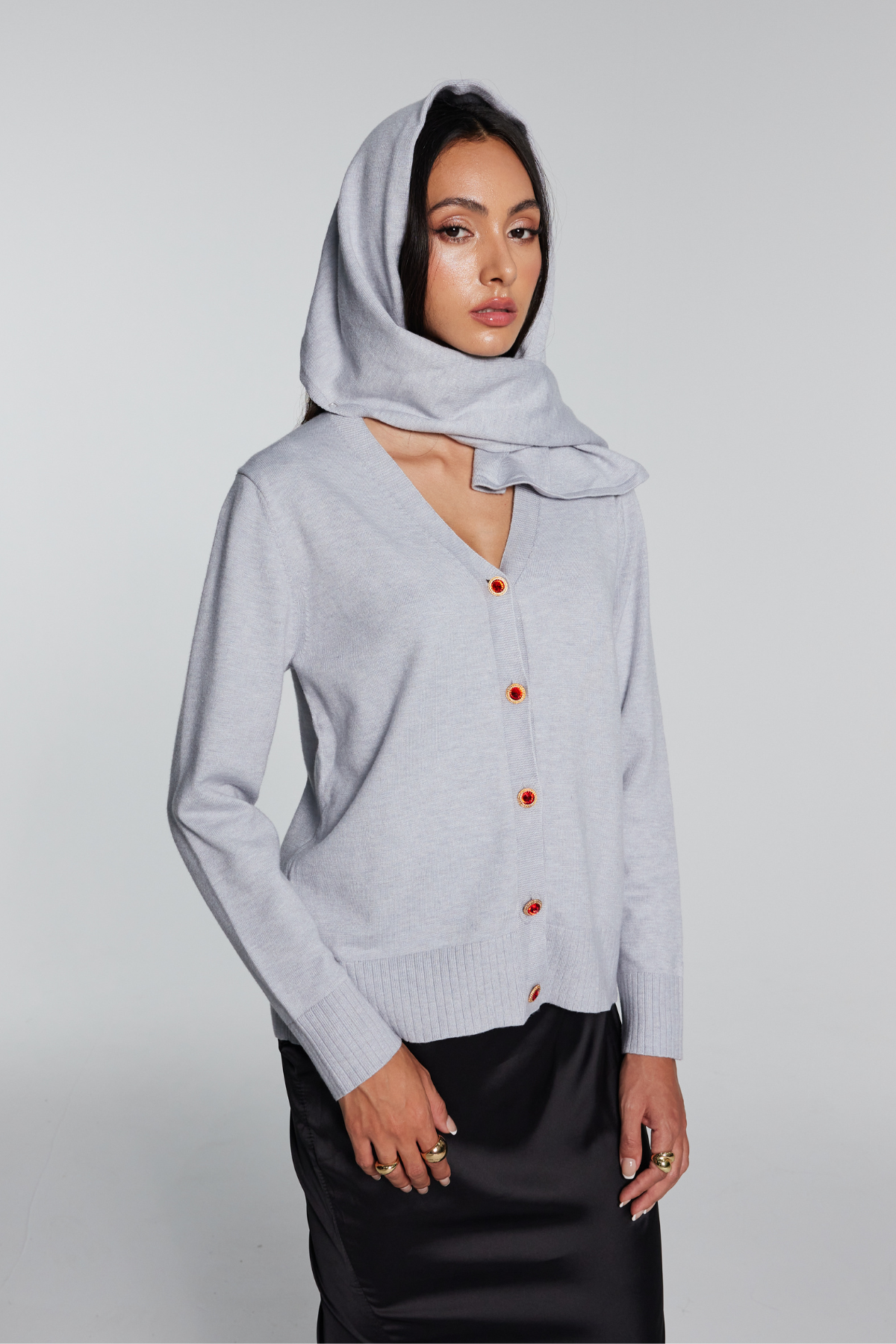 Kya Knit Plunge Hooded Top
