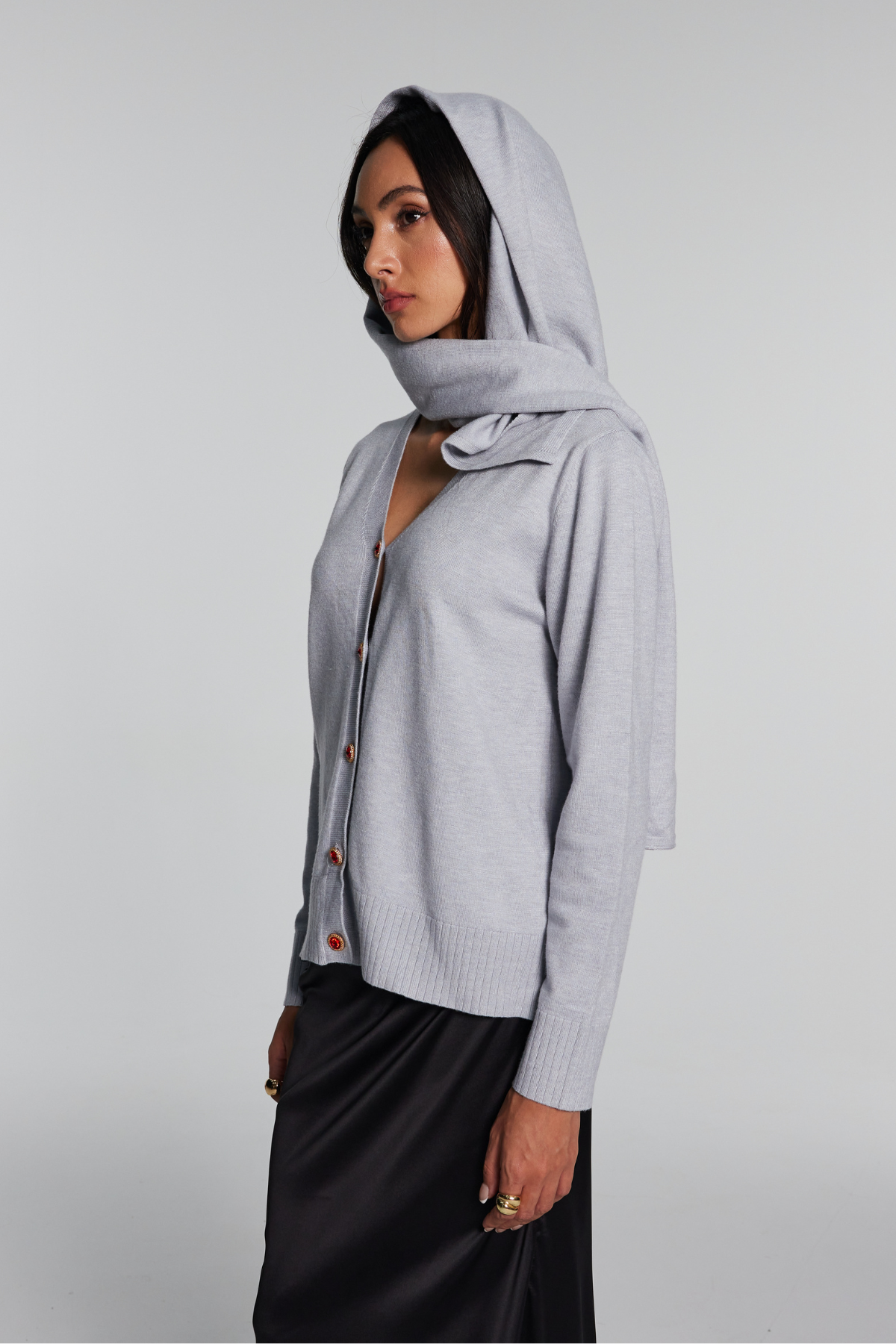 Kya Knit Plunge Hooded Top