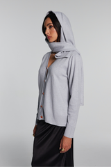 Kya Knit Plunge Hooded Top