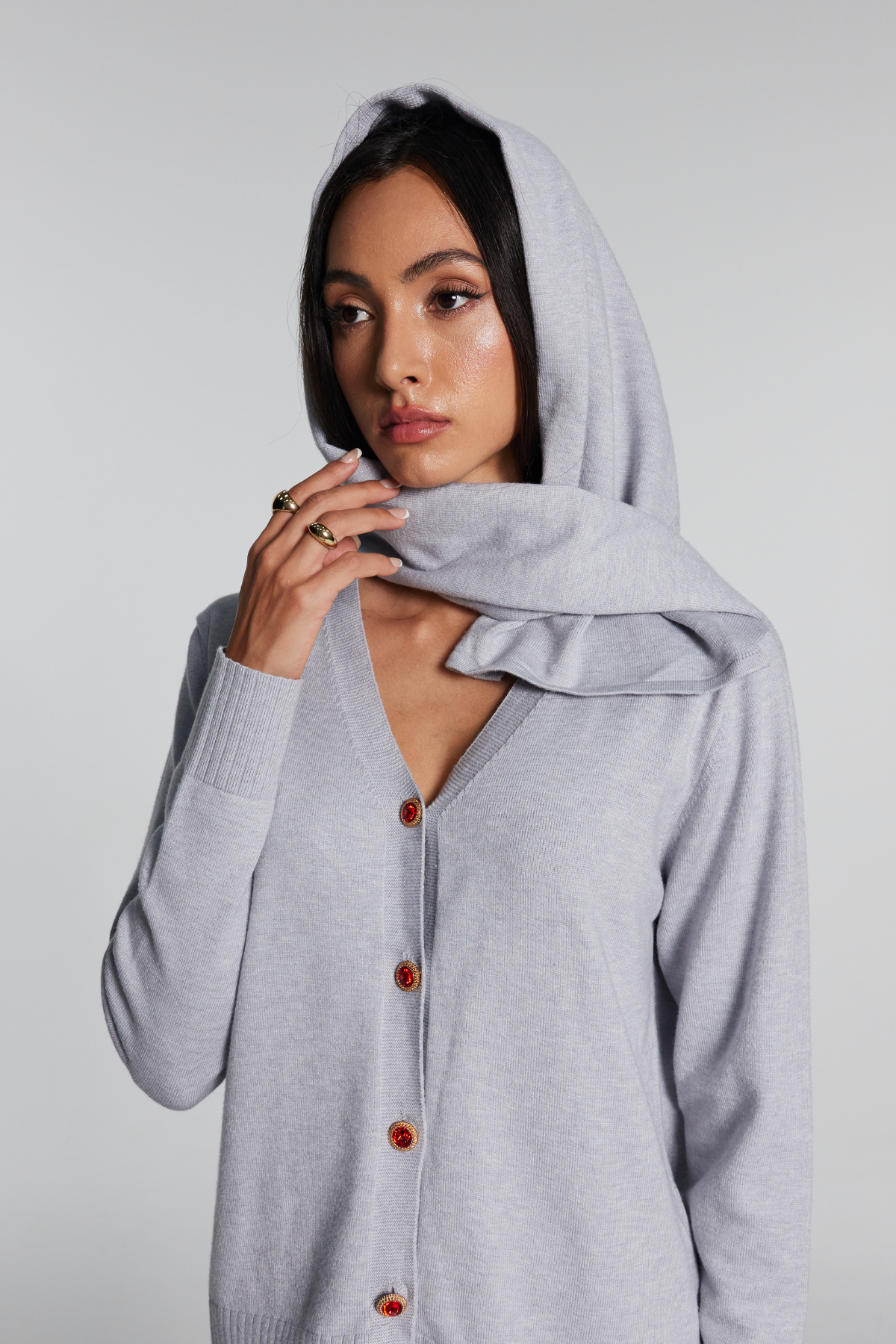 Kya Knit Plunge Hooded Top