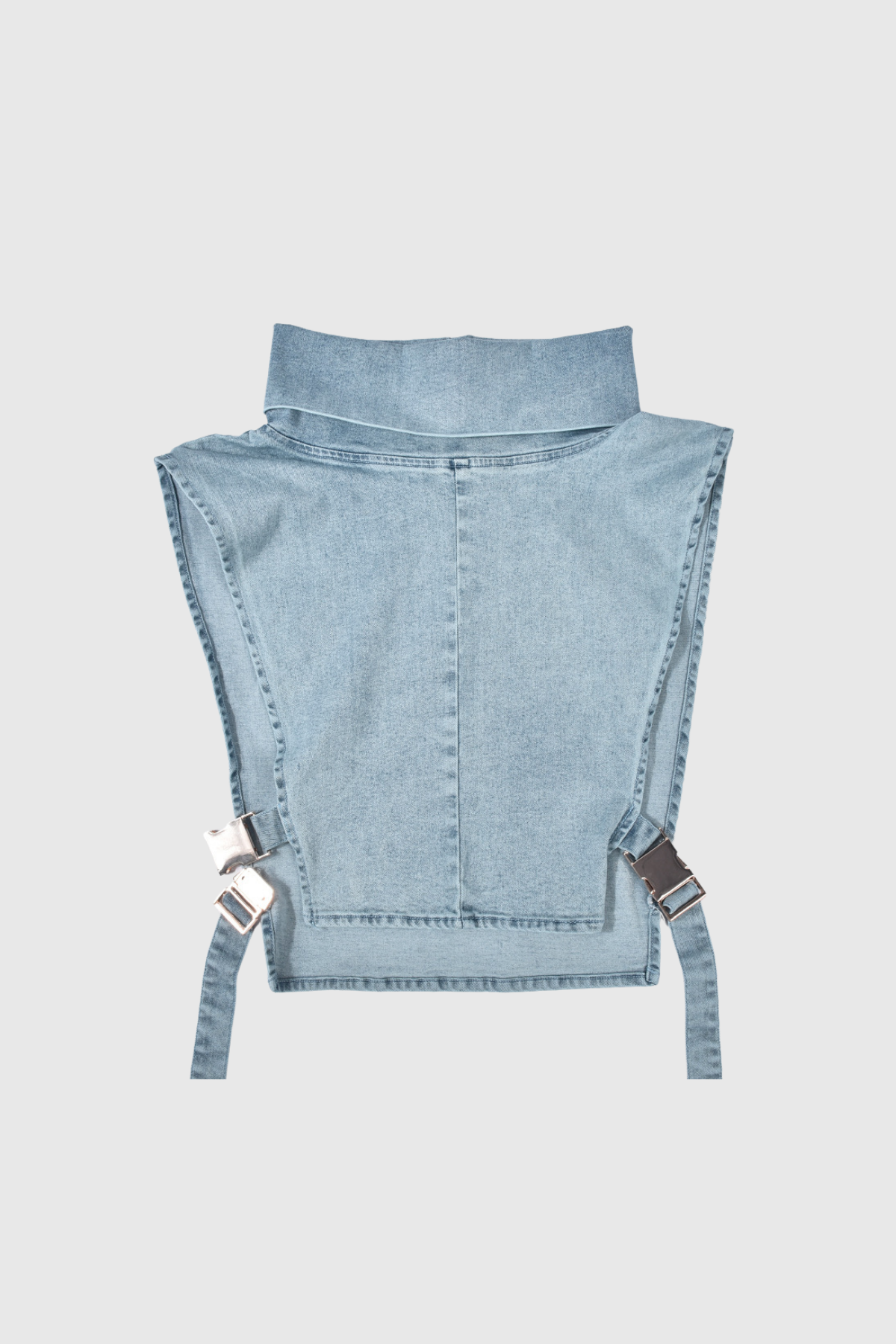 Lasya High Neck Cutout Buckle Denim Top