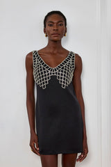 Ledini V Neck Crystal Mini Dress