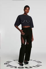 Leilany Hollow Cross Pants In Black
