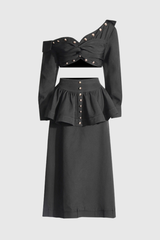 Lennox Ruffle Button Maxi Skirt
