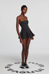 Leora Strapless Bodycon Denim Dress In Black