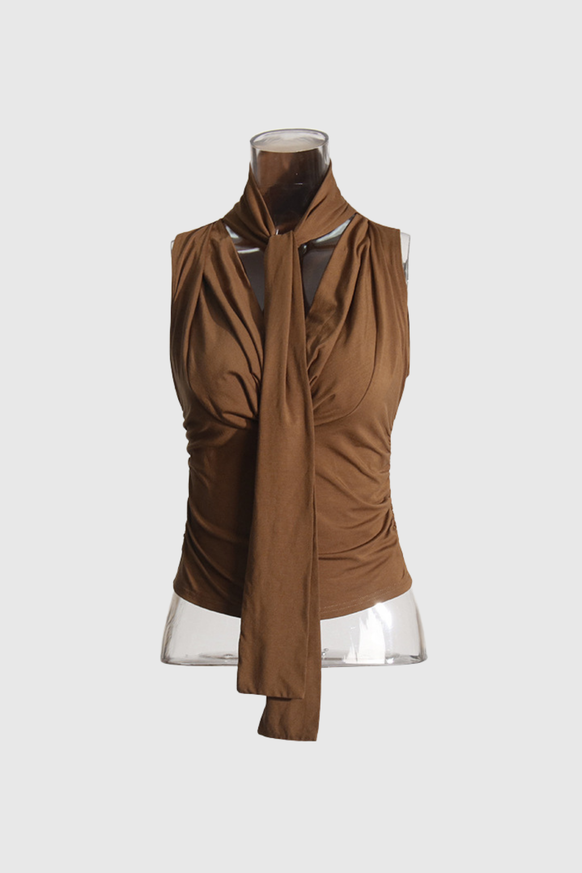 Mateo Lace Up Ruch Sleeveless Top