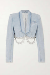 Maya Crystal Embellished Denim Blazer