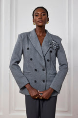 Meilani Flower Button Lapel Blazer