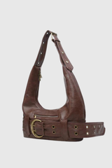 Michaela Belt Faux Leather Bag In Brown