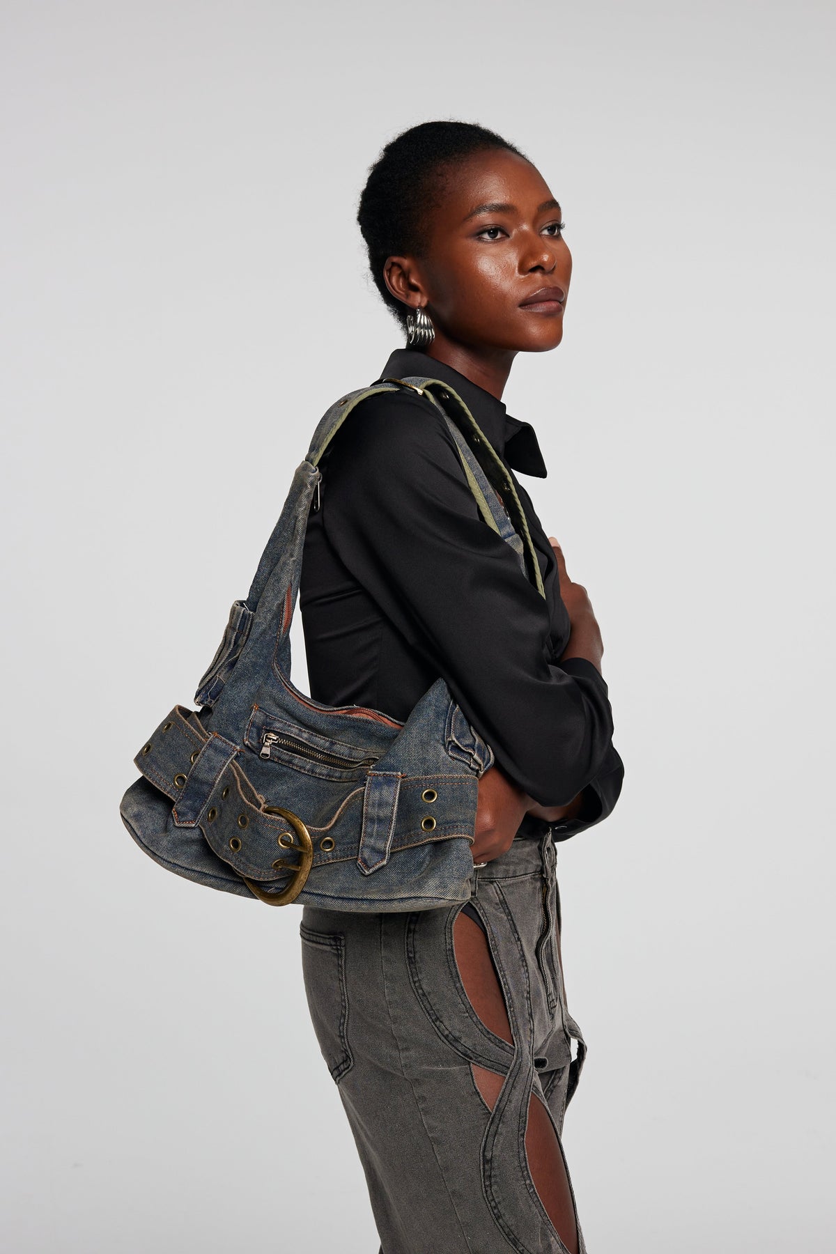 Michaela Pocket Belt Denim Bag