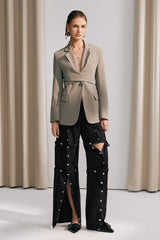 Nieve Cross Lace Up Plunge Blazer