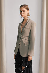 Nieve Cross Lace Up Plunge Blazer