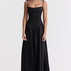 Anabella Black Lace Up Maxi Dress