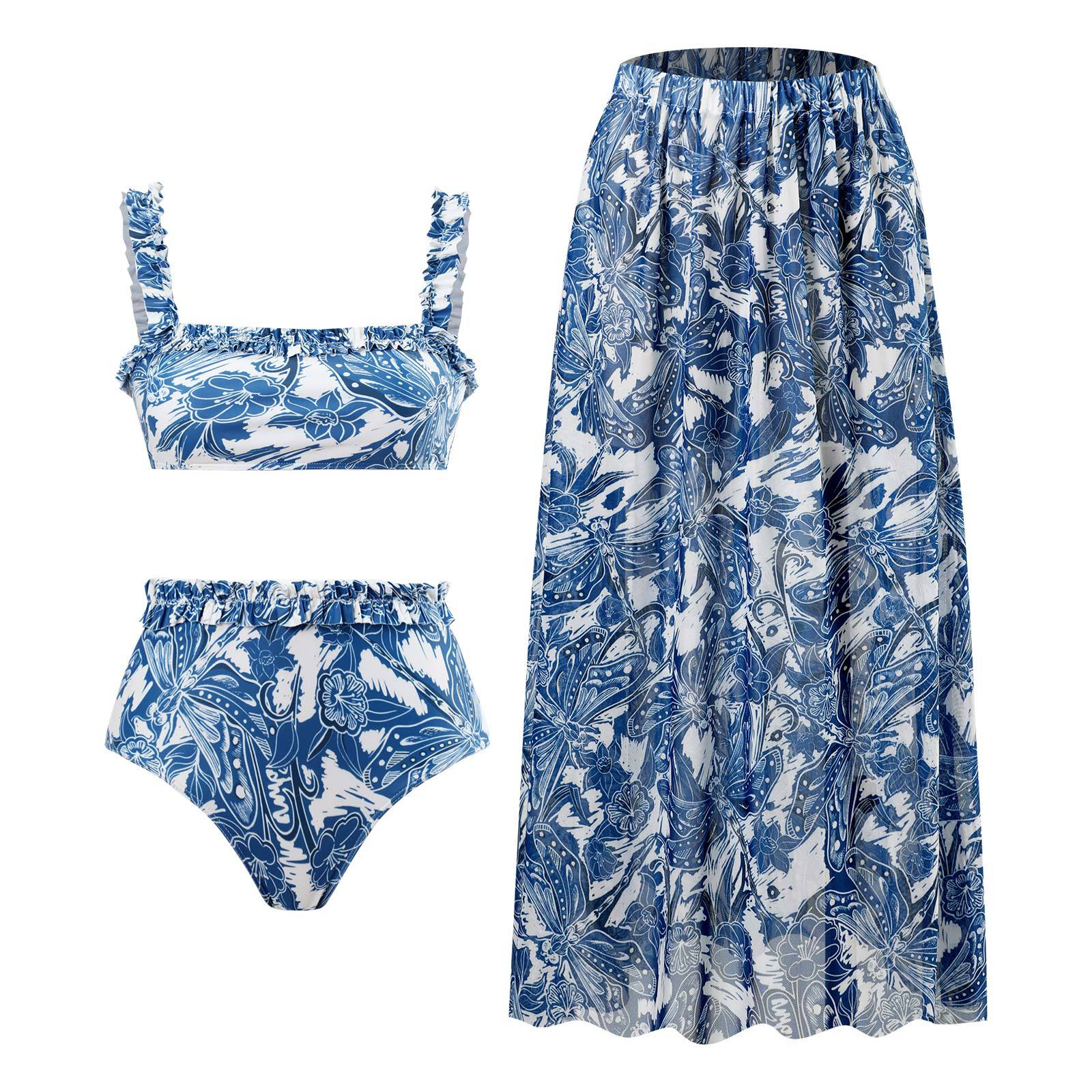 Three Piece Suit Swimsuit Lace Up Beach Skirt