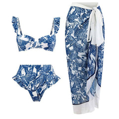 Three Piece Suit Swimsuit Lace Up Beach Skirt