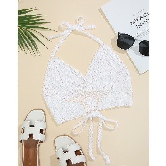 Hand Crocheting Knitted Strap Halter Bikini