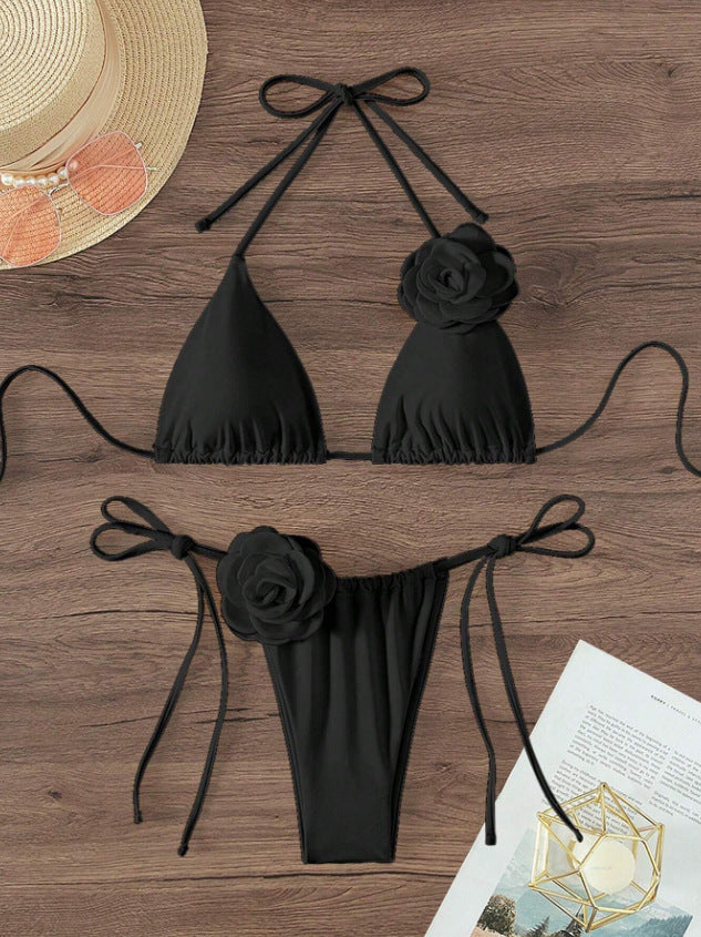 Sexy Three-Dimensional Floral Bikini Suit