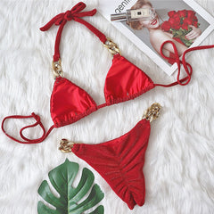 Bikini Golden Diamond Chain Split Women Swimwear