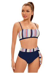 Striped Printed Split Swimsuit High Waist Triangle with Backless