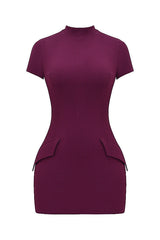 SOFIA - SHORT SLEEVE FORM FITTING STRETCH DRESS