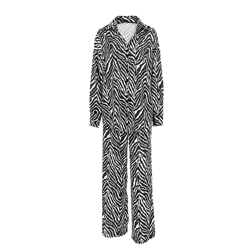Women's Fashion Loose Striped Printed Homewear