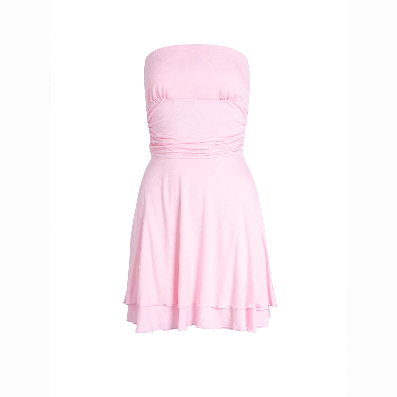 Mila Y2K Pleated Tube Top Mini Dress