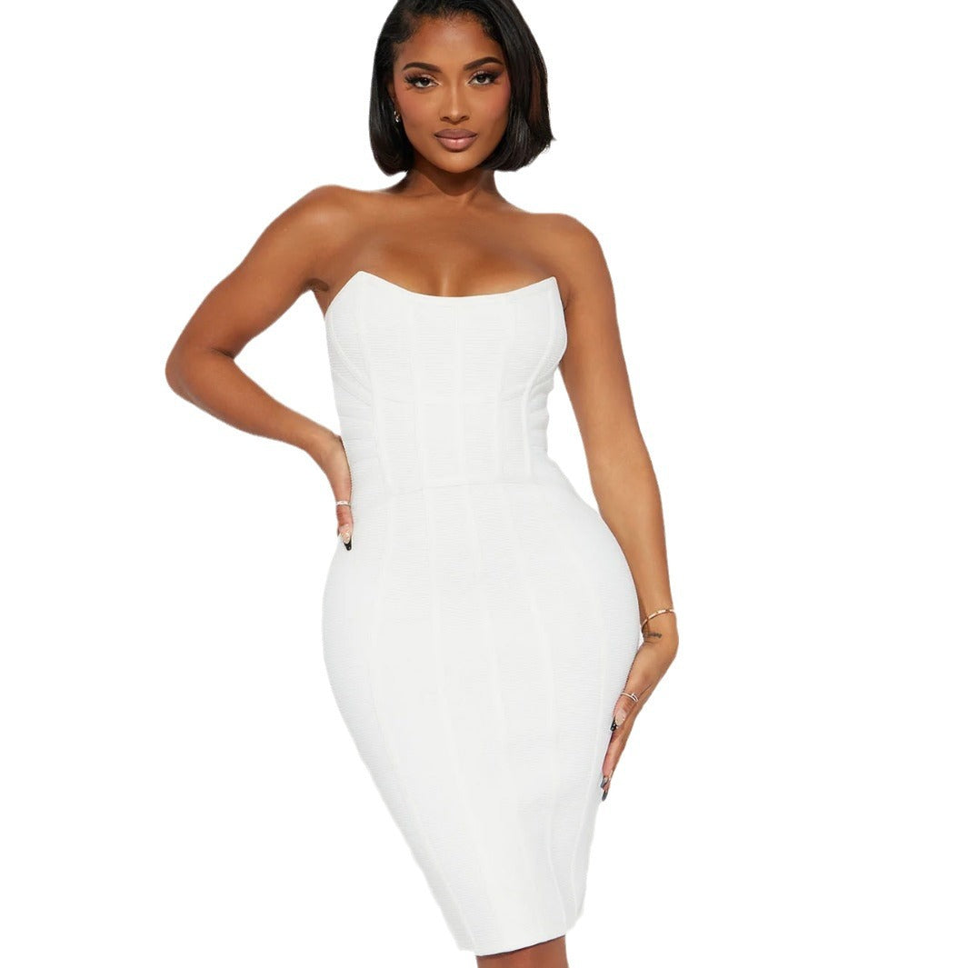 SELMA - SLEEVELESS TUBE TOP MIDI DRESS