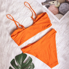 High Waist Swimsuit Metal Accessories Bikini