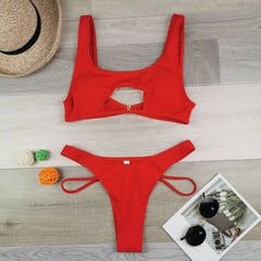 Halter Snake Print Cutout Swimsuit
