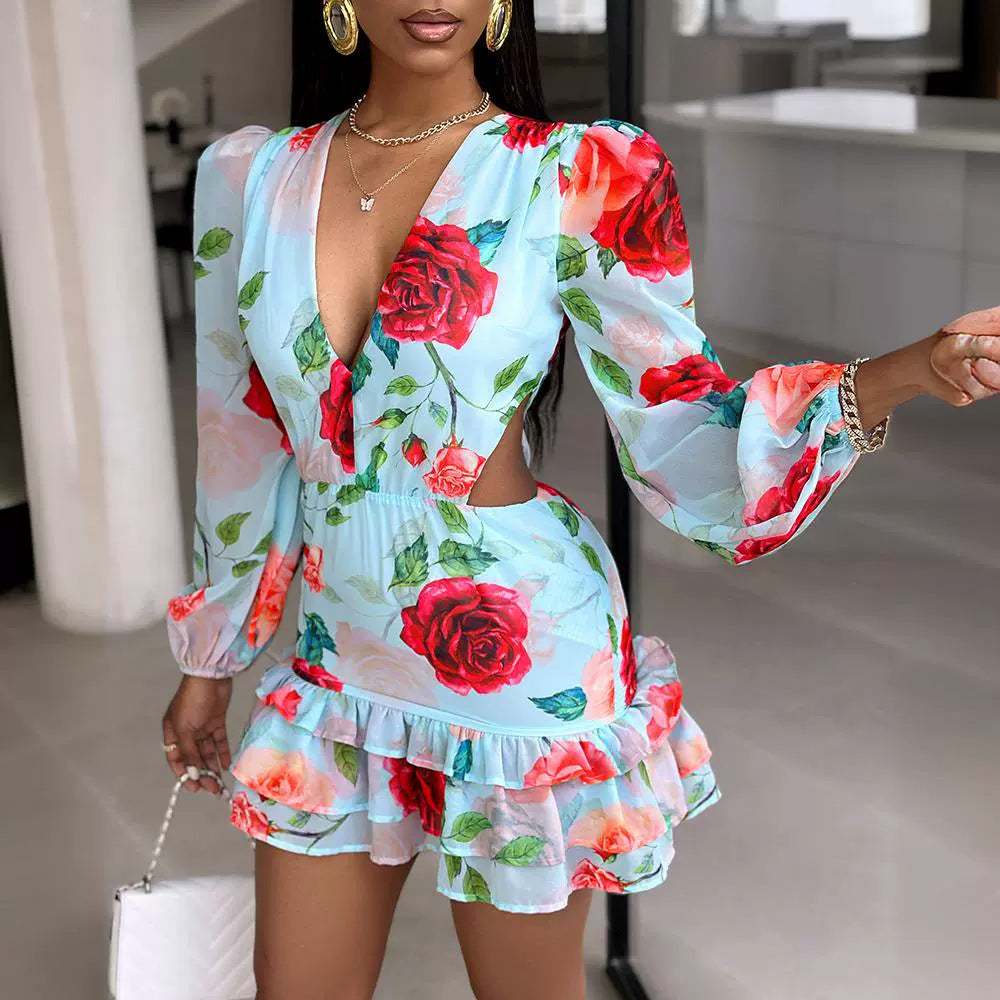 Isabelle Floral Print Ruffled Mini  Dress