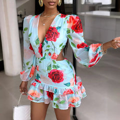 Isabelle Floral Print Ruffled Mini  Dress