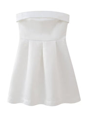 Chloe's A-Line Sleeveless Tube-Top Solid Color Mini Dress