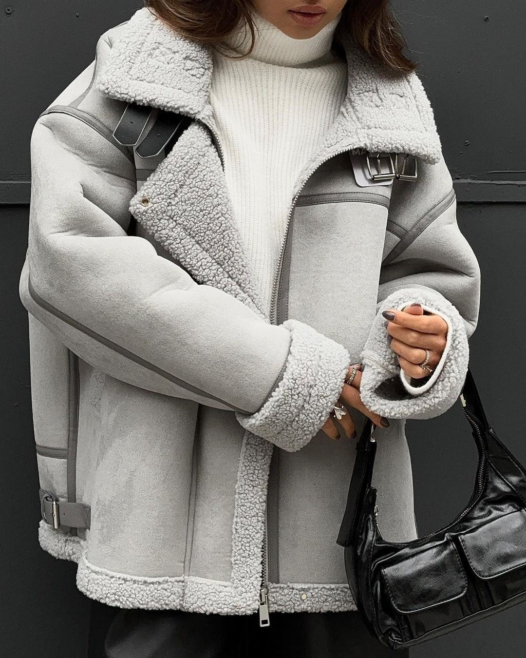 Olivia - Oversized Vegan Shearling Jacket
