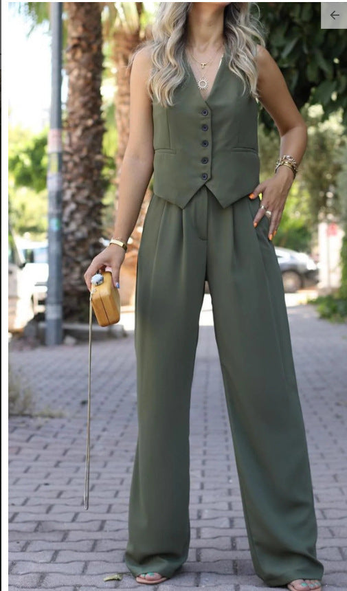 Natalie Sleeveless Vest Top & Long Pants Set