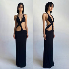 Women's Halter Cut-out Low Cut High Waist Dress