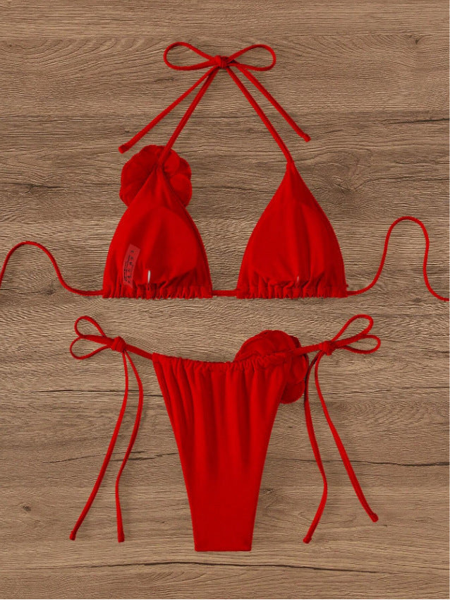 Sexy Three-Dimensional Floral Bikini Suit